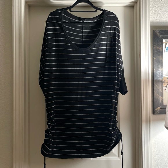 Torrid 3 Black white striped Side Drawstring Pullover  3/4 Sleeve Sweater - Picture 2 of 5